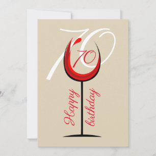 Modern Red Wine Glass 70th Birthday
