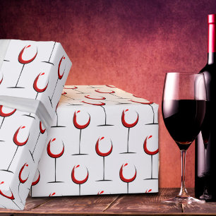 Modern Red Wine Glass Pattern Gift Wrapping Paper