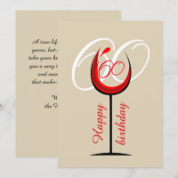 Modern Red Wine Glass Script 60th Birthday  