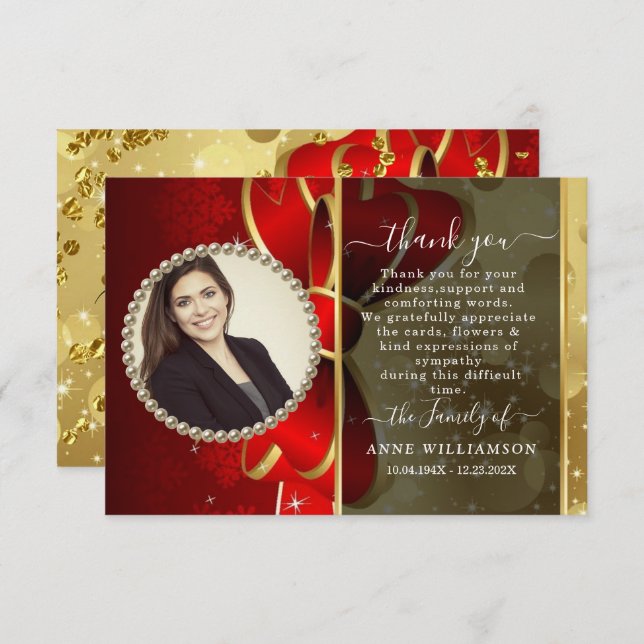 Modern Red Wrap Funeral Thank You Card (Front/Back)