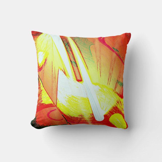 Modern Red Yellow Abstract Cushion (Front)