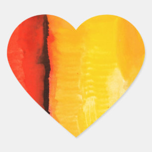 Modern Red Yellow Abstract Painting Heart Sticker