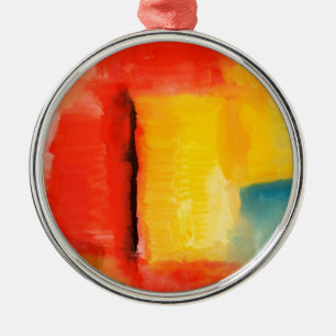 Modern Red Yellow Abstract Painting Metal Tree Decoration