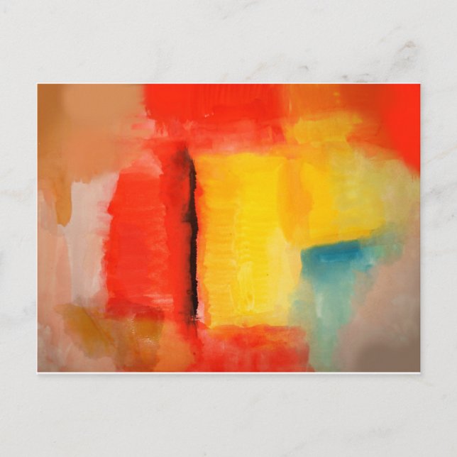 Modern Red Yellow Abstract Painting Postcard (Front)