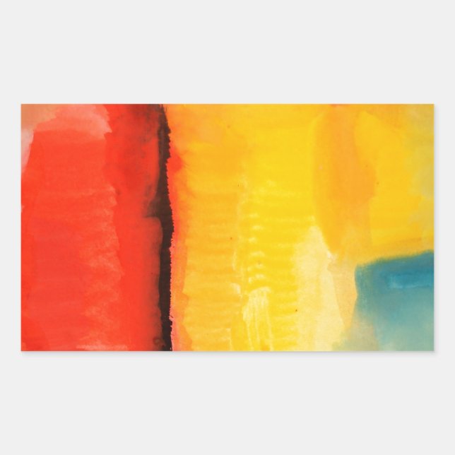 Modern Red Yellow Abstract Painting Rectangular Sticker (Front)