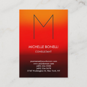 Modern red yellow brown monogram business card