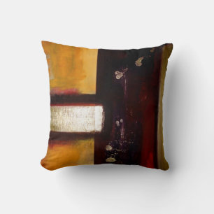 Modern Red Yellow Brown Soft Pastel Colour Abstrac Cushion