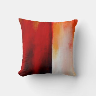 Modern Red Yellow White Colourful Abstract Paintin Cushion