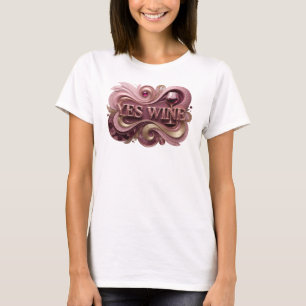 Modern Red YES WINE Print T-Shirt
