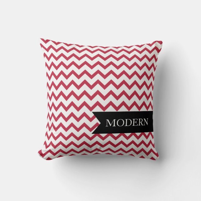 Modern Red Zigzag Pillow (Front)