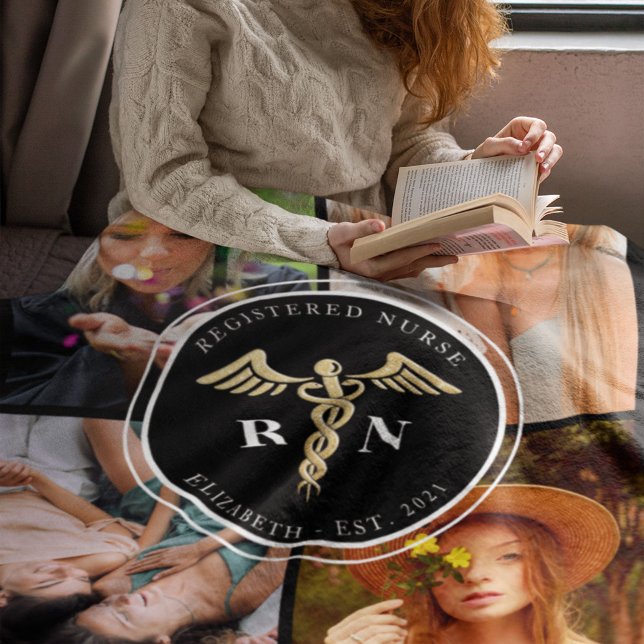 Modern Registered Nurse RN Medical Graduate Photo Fleece Blanket (Creator Uploaded)