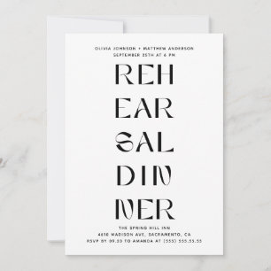 Modern Rehearsal Dinner   Editorial Typography Invitation