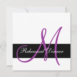Modern Rehearsal Dinner Invitation Monogram Purple