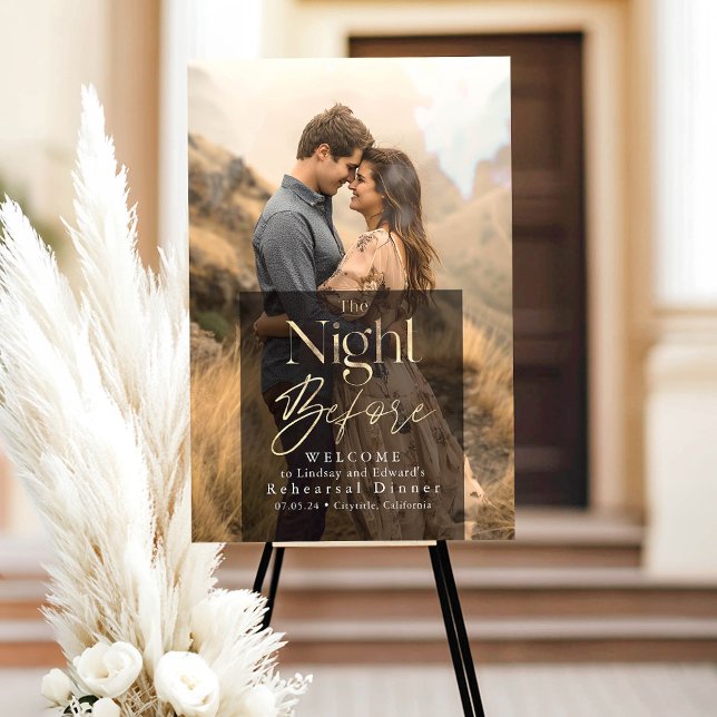 Modern Rehearsal Dinner Photo Welcome Sign (Photo Rehearsal Dinner Welcome Sign)