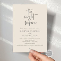 Modern Rehearsal Dinner, The night before Invitati