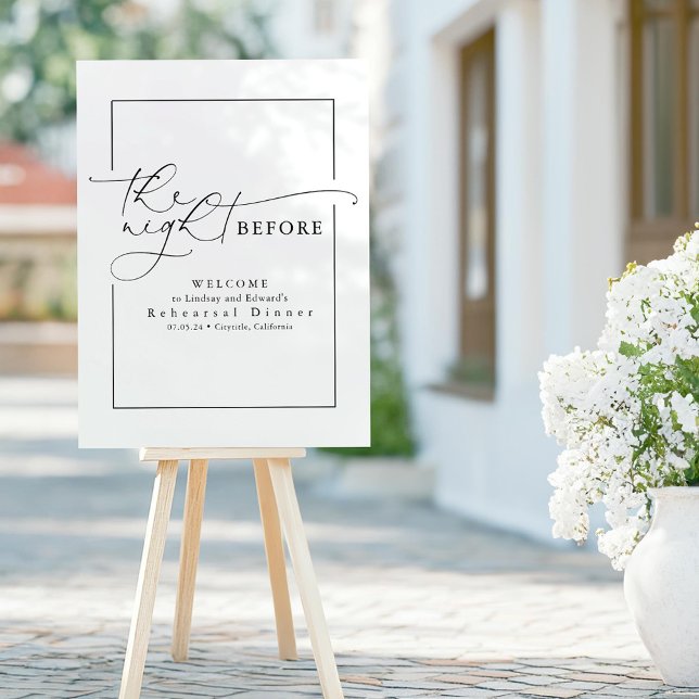 Modern Rehearsal Dinner White Welcome Acrylic Sign (Rehearsal Dinner White Welcome Sign)