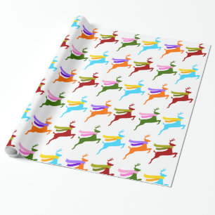 Modern Reindeer with Scarf Wrapping Paper