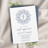 Modern Religious Blue Cross First Communion