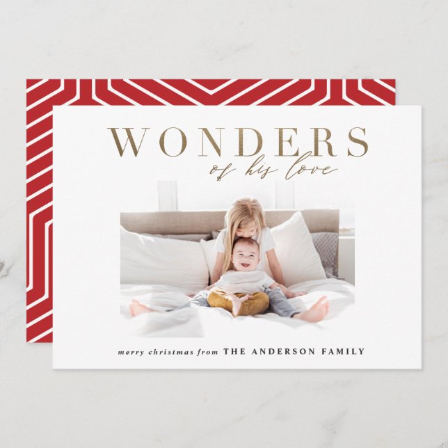 Modern religious chic gold multi photo Christmas Holiday Card (Front/Back)