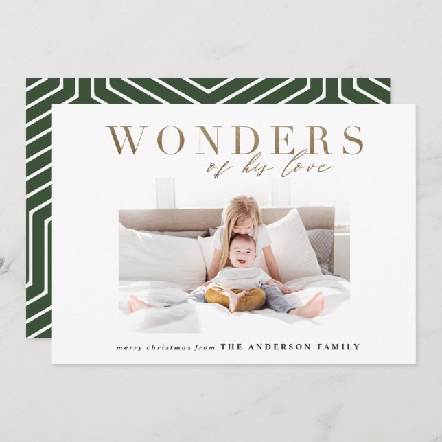 Modern religious chic gold multi photo Christmas Holiday Card (Front/Back)