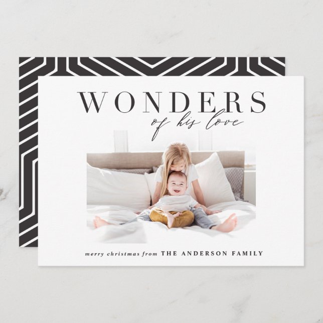 Modern religious chic multi photo christmas holiday card (Front/Back)