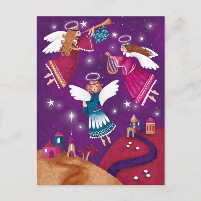 Modern religious Chritmas, three angels Postcard (Front)