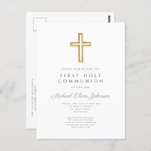 Modern Religious Cross Boy First Communion  Postcard
