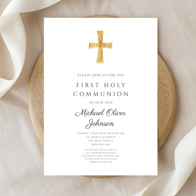 Modern Religious Cross First Holy Communion Invitation (Modern Religious Cross First Holy Communion Invitation)