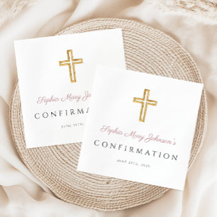 Modern Religious Cross Girl Confirmation Napkin
