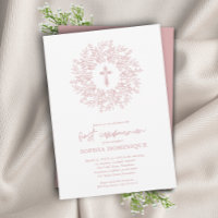 Modern Religious Pink Cross First Communion