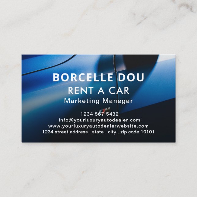 Modern Rent A Car | Minimalist Business Card (Front)