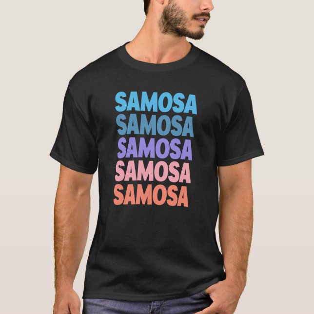 Modern Repeated Samosa Indian Cuisine Chef Foodie T-Shirt (Front)