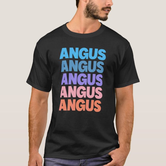 Modern Repeated Text Angus T-Shirt (Front)