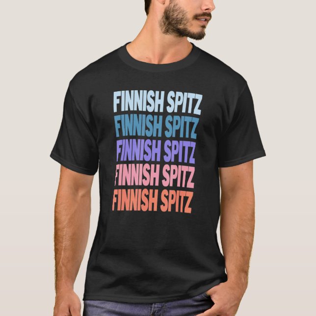 Modern Repeated Text Finnish Spitz T-Shirt (Front)