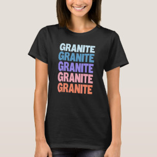 Modern Repeated Text Granite Grandpa Granddad T-Shirt