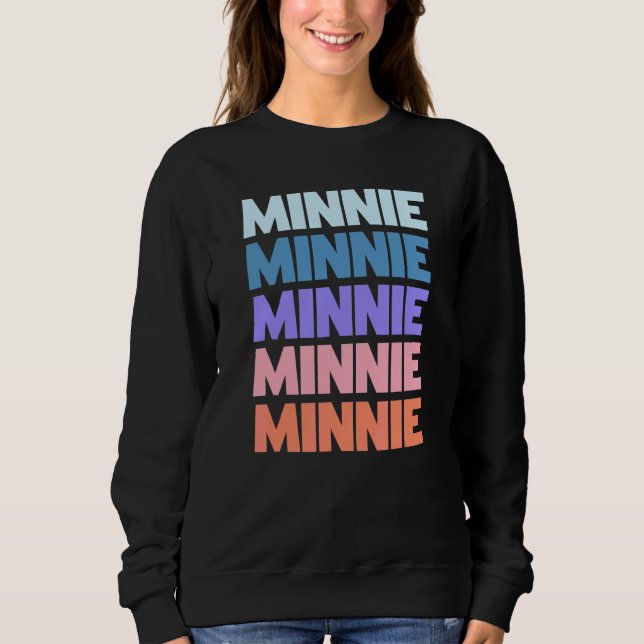 Modern Repeated Text Minnie Sweatshirt (Front)