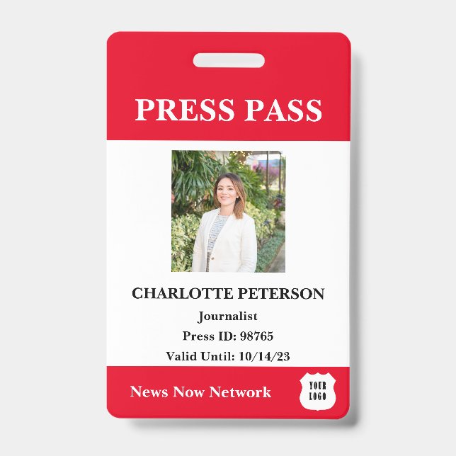 Modern Reporter Press Pass ID Badge (Front)