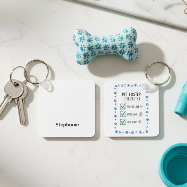 Modern Rescue Advocate Birthday Foster Checklist Key Ring (Pet Foster checklist keychain)