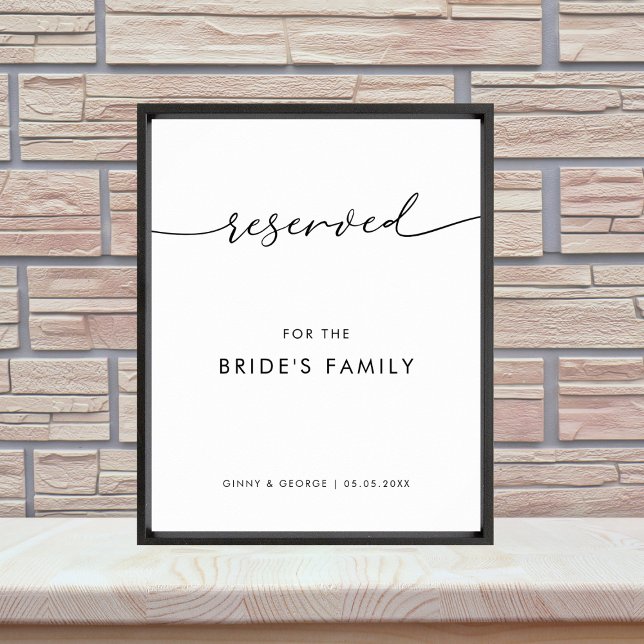 Modern Reserved for Bride's Family Wedding Sign (Creator Uploaded)