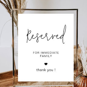 Modern Reserved For Family Simple Wedding Party Poster