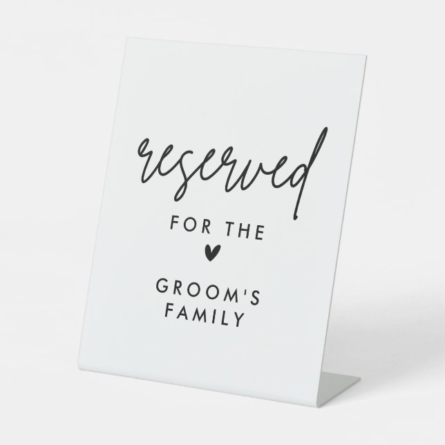 Modern Reserved Groom Family Wedding Table Signs (Front)