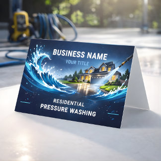 Modern Residential Pressure Washing Wave Business Card