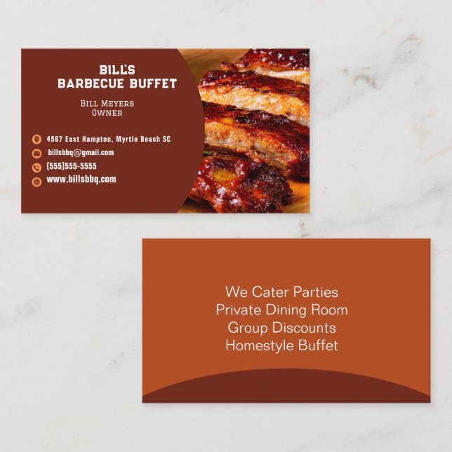 Modern Restaurant Barbecue Buffet   Business Card (Front/Back)