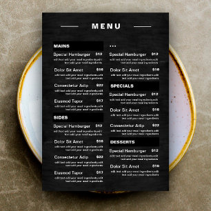 Modern Restaurant Food Drinks Menu   Price List