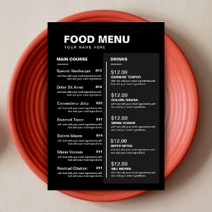 Modern Restaurant Food Drinks Menu Price List
