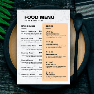 Modern Restaurant Food Mermer Menu   Price List