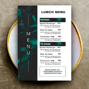 Modern Restaurant Lunch Food Menu Price List