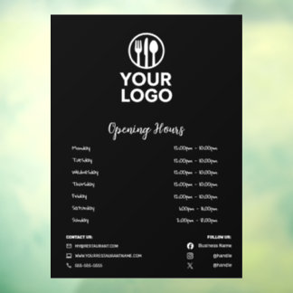 Modern Restaurant Opening Hours Social Media Icons