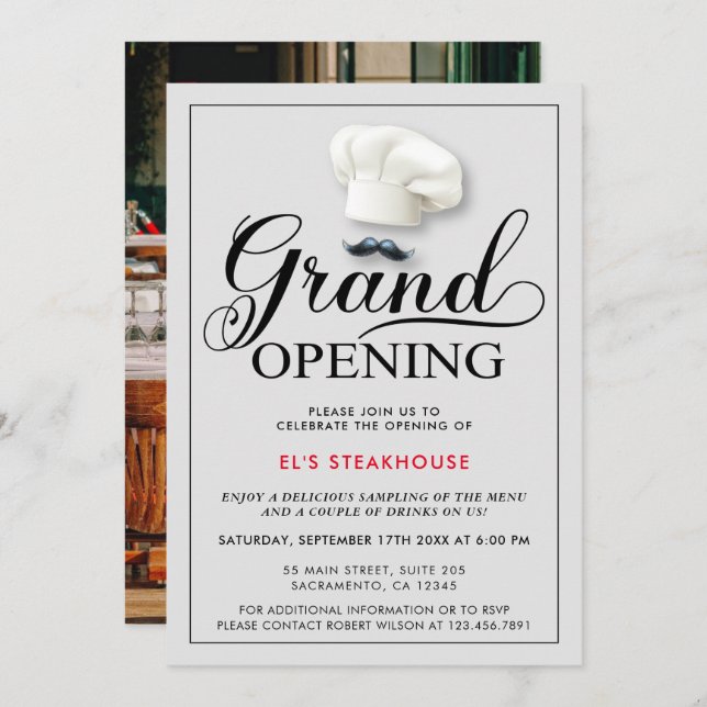 Modern Restaurant Opening Invitation (Front/Back)