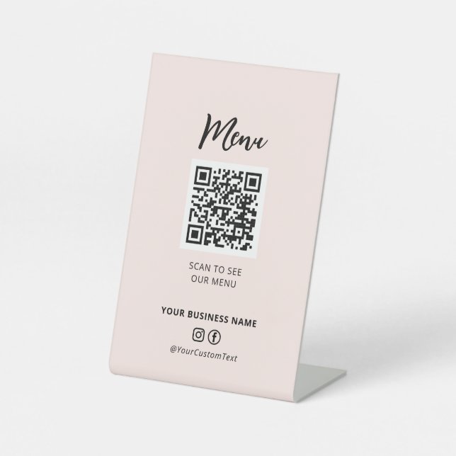 Modern Restaurants Menu QR code Social Media Sign (Front)